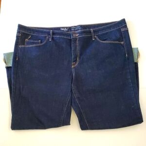 Mossimo Mid Rise Super Stretch Straight Crop Dark Denim Jeans with Cuff Size 18S